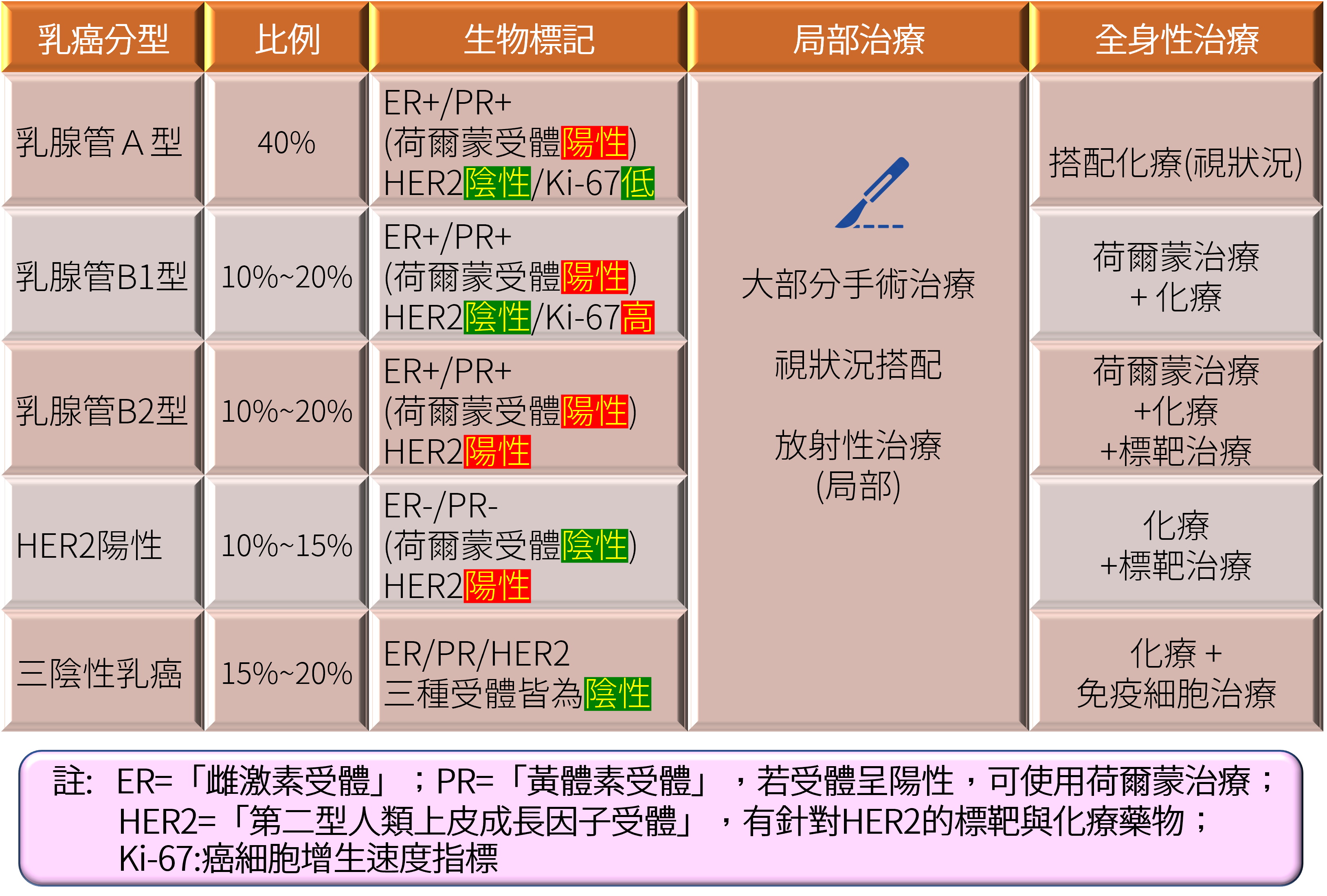 乳癌的分類與治療方式